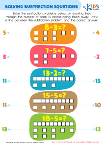 Solving Subtraction Equations Worksheet